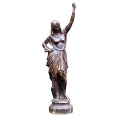 Antique Cast Metal 'Africa' Lamp Standard in the Manner of Coalbrookdale