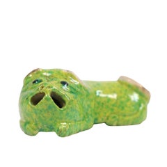 Antique Chinese Mottled Green-Glazed Pottery Miniature Beast Figure