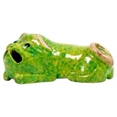 Antique Chinese Mottled Green-Glazed Pottery Miniature Beast Figure