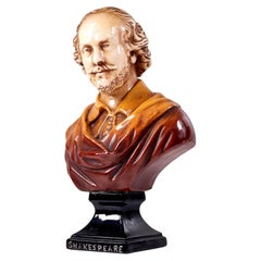 Antique Bretby Art Pottery Glazed Ceramic Bust of William Shakespeare