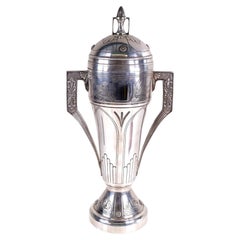 Antique Jugendstil Silver-Plated Lidded Trophy Vase with Eagle Mark
