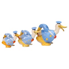 Wadeheath Walt Disney Donald Duck Graduating Ceramic Teapots, Set of Three
