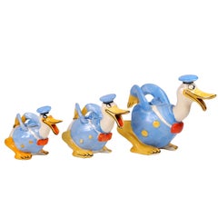 Wadeheath Walt Disney Donald Duck Graduating Ceramic Teapots, Set of Three