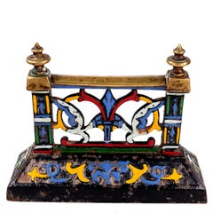 Antique Victorian Polychrome Cast Iron and Brass Boot Scraper Doorstop