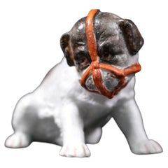 Gebrüder Heubach Bisque Porcelain Bulldog Puppy Figurine in Muzzle