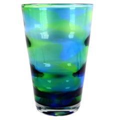 Stevens & Williams Rainbow Range Blue and Green Glass Vase