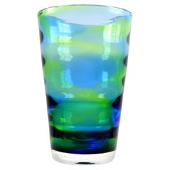 Stevens & Williams Rainbow Range Blue and Green Glass Vase