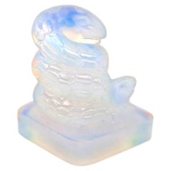 Sabino-Miniaturfigur aus opaleszentem Glas: Kobra und Frosch
