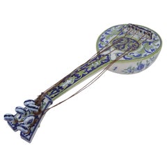 Antique French Quimper Style Polychrome Faience Mandolin Wall Pocket