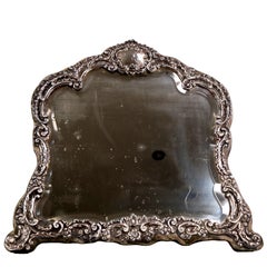 Antique Late Victorian Repoussé Silver Easel Dressing Table Mirror