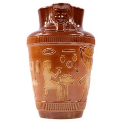 Doulton Lambeth Egyptian Revival Relief Moulded Stoneware Jug