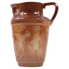 Doulton Lambeth Egyptian Revival Relief Moulded Stoneware Jug