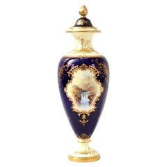 Antique Coalport Porcelain Covered Vase, 'In The Cheviot Hills' by Percy Simpson