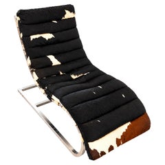 Timothy Oulton Bilbao Designer-Chaiselongue aus Rindsleder mit Haarfell