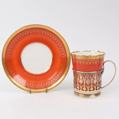 Paragon China Demitasse Cup and Saucer in Hallmarked Silver Mount