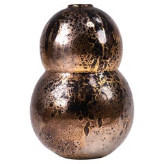 André Fau French Art Pottery Lustre Glazed Double Gourd Vase