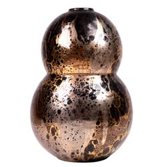 André Fau French Art Pottery Lustre Glazed Double Gourd Vase
