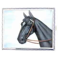 Austrian Art Deco Silver and Enamel Cigarette Case with Horse Portrait