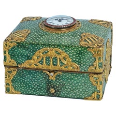 J Gray London George II Gold-Mounted Green Shagreen Watch Casket, 1748