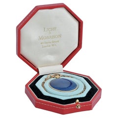 Swiss 18ct Gold and Blue Guilloché Enamel Dress Pocket Watch with Chain