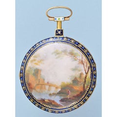 French Gold and Enamel Verge Pocket Watch, Signed Breguet a Paris