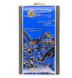 Austrian Silver and Enamel Cigarette Case, Japonaiserie Landscape