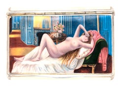 Austrian Sterling Silver and Enamel Cigarette Case with Erotic Scene