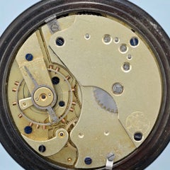 Exact Swiss Gunmetal Open-Face Pocket Watch with Hebrew Dial