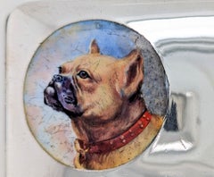 German 935 Silver & Enamel French Bulldog Cigarette Case, c.1910