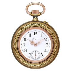 Longines Dragon Damascened Gunmetal Open Face Pocket Watch