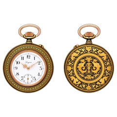 Longines Dragon Damascened Gunmetal Open Face Pocket Watch