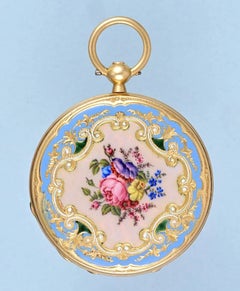Anton Liszt Gold and Enamel Ladies Hunter Pocket Watch, Vienna