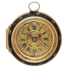 Geo Weldon Gold Champlevé Verge Pocket Watch with Repoussé Outer Case