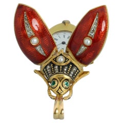 Swiss Gold and Enamel Articulated Beetle Form Pendant Watch