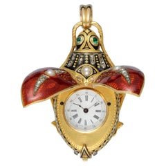 Swiss Gold and Enamel Articulated Beetle Form Pendant Watch