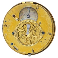 Gide Paris Pearl-Set Gold and Green Enamel Verge Pocket Watch