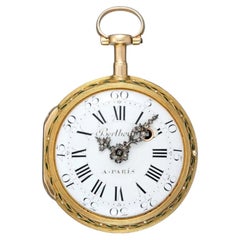 Berthoud à Paris Gold & Enamel Verge Fusee Consular Pocket Watch