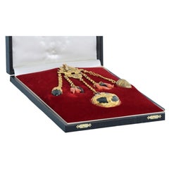 R Oliver Gold and Bloodstone Verge Pocket Watch with Chatelaine