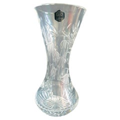 Stuart Crystal Etched Fuchsia Pattern Flared Lead Crystal Vase