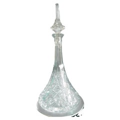 Large Bohemian Cut Crystal Decanter with Spire Stopper, Czech Republic