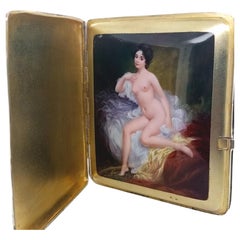 Austrian Silver Cigarette Case with Concealed Erotic Enamel Miniature