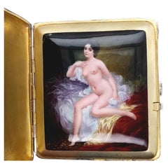Austrian Silver Cigarette Case with Concealed Erotic Enamel Miniature