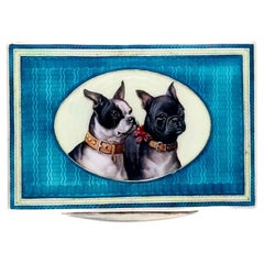 Austrian Silver and Enamel Snuffbox Painted with Boston Terriers