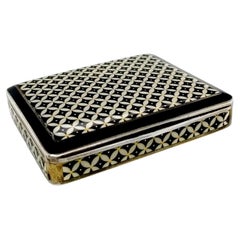 Austrian Silver and Geometric Enamel Vanity Box with Gilt Interior