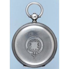 J H Royal Silver Open Face Fusee Pocket Watch with 24-Hour Dial