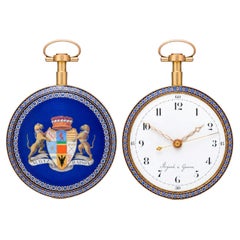 Rojard à Genève Gold and Enamel Virgule Pocket Watch with Chatelaine