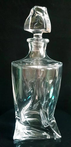 Crystalite Bohemia Czech Twist Glass Decanter and Stopper