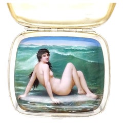 Austrian Silver Cigarette Case with Concealed Erotic Enamel Panel