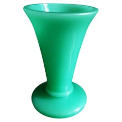 Scindler & Co Attributed Jade Green Opaque Art Glass Trumpet Vase