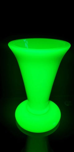 Scindler & Co Attributed Jade Green Opaque Art Glass Trumpet Vase